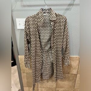 ZARA Brown & White Shirt Dress Size Small